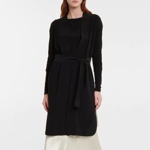NWT MaxMara Leisure Tesoro Longline Wrap Jersey Cardigan in Black